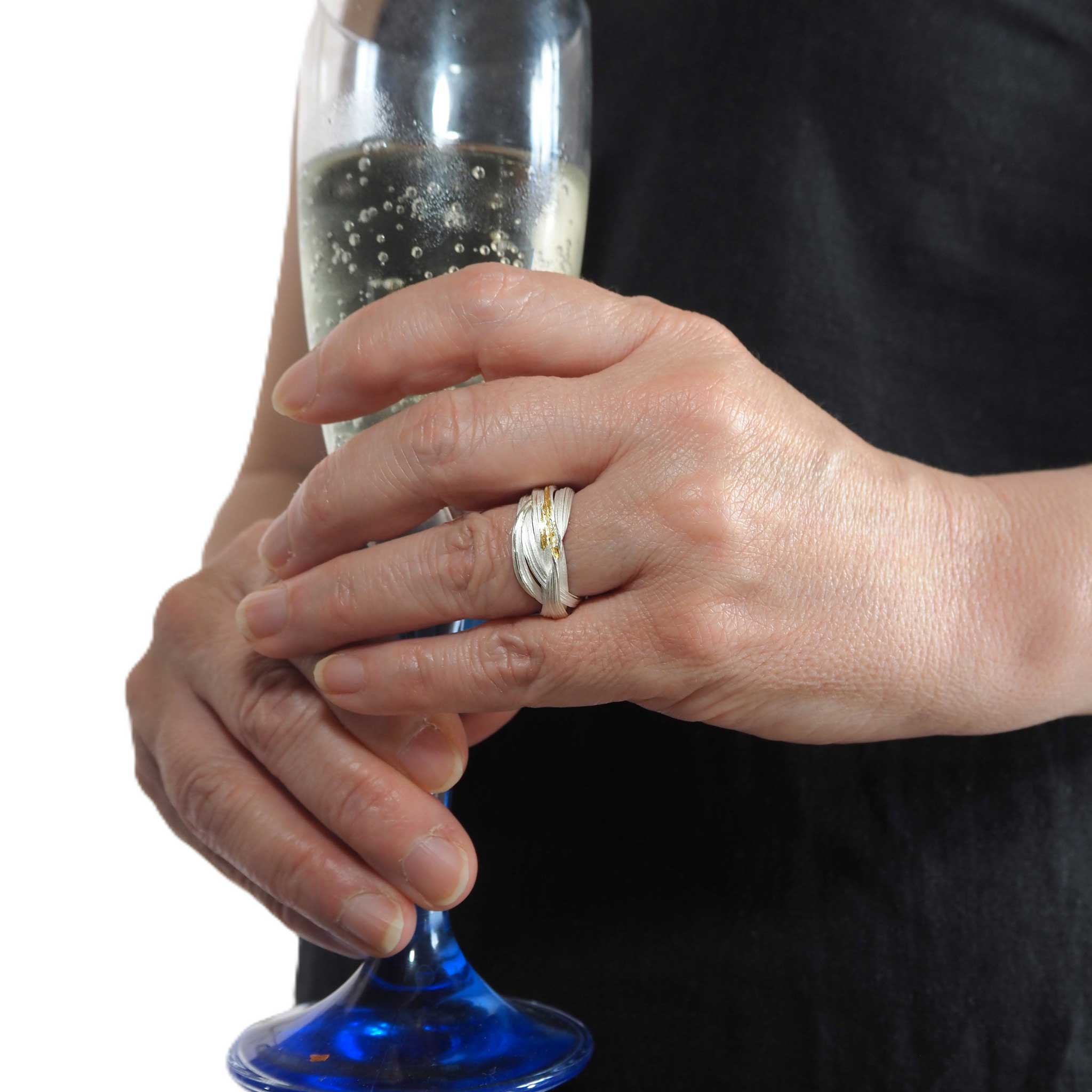 Whisper of Moonlight Silver with 24ct Gold Ring
